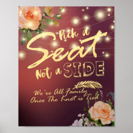 Poster Sinal de Casamento Escolha Uma Cadeira Não Um Lado