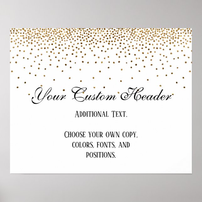 Poster Sinal de Casamento Faça-Você-Mesmo Confete Dourado (Frente)