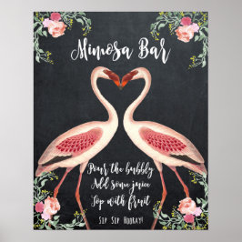 Poster Sinal de casamento Flamingo Mimosa Bar quadro-negr