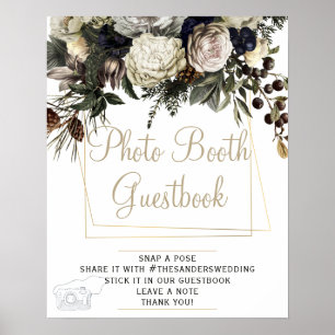 Poster Sinal de casamento floral de inverno para livro de
