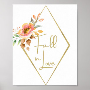Poster Sinal de casamento floral de outono moderno, apaix