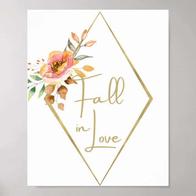 Poster Sinal de casamento floral de outono moderno, se ap (Frente)