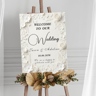 Poster Sinal de Casamento Floral Embutido Moderno e Elega