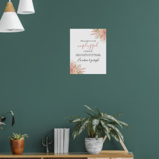 Poster Sinal de Casamento Floral Mínimo Leaf Boho descone