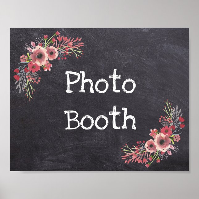 Poster Sinal de Casamento Foto Booth Quadro Negro Olhar (Frente)
