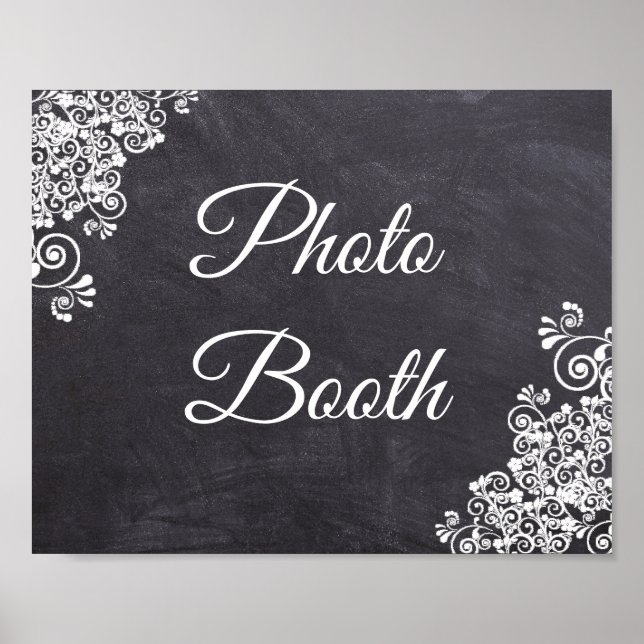 Poster Sinal de Casamento Foto Booth Quadro Negro Olhar (Frente)