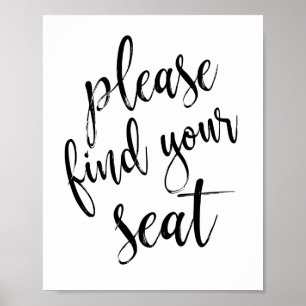 Pôster Sinal de Casamento Glitter 8x10 Por Favor Encontre