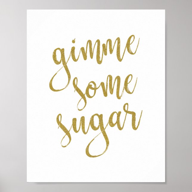 Poster Sinal de Casamento Glitter Gimme Some Sugar 8x10 (Frente)