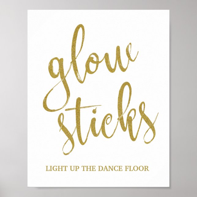 Poster Sinal de Casamento Glow Sticks Dourado 8x10 (Frente)