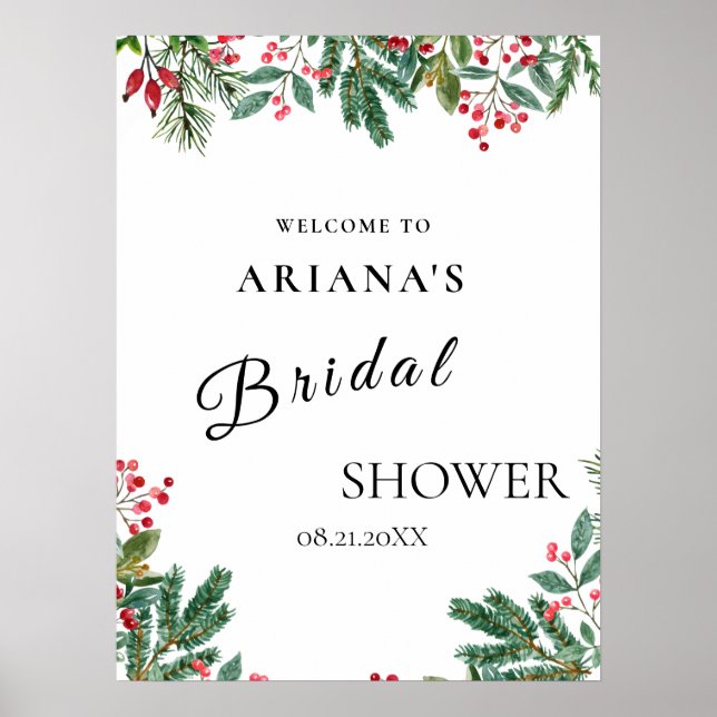 Poster Sinal de Casamento Greenerado de Pinho de inverno  (Frente)