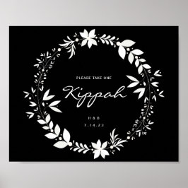 Poster Sinal de Casamento Kippah Personalizável, Po Branc