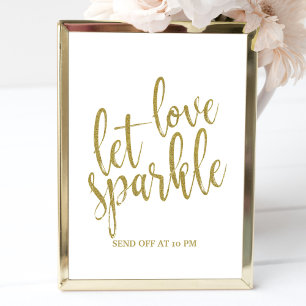 Pôster Sinal de casamento Let love sparkle Gold Glitter 8