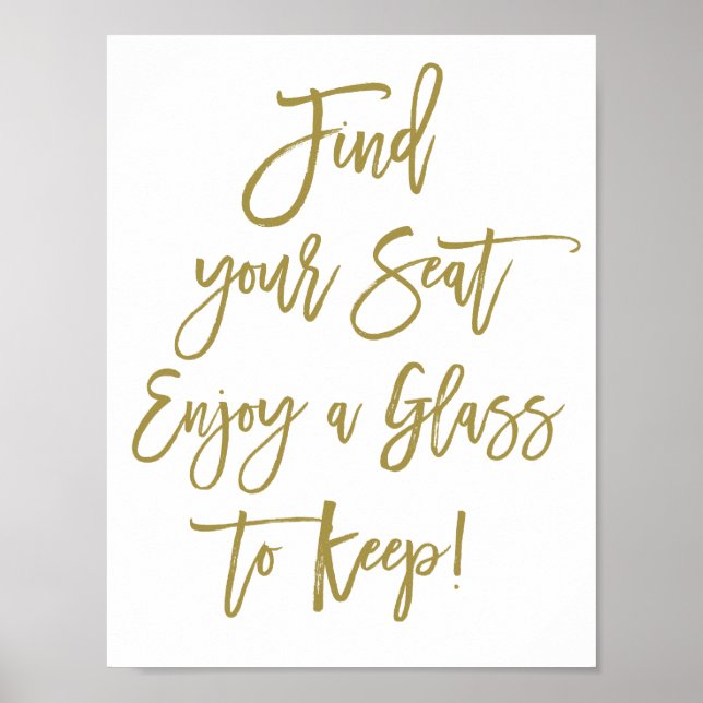 Poster Sinal de Casamento Letra à Mão Rústica Encontre Se (Frente)