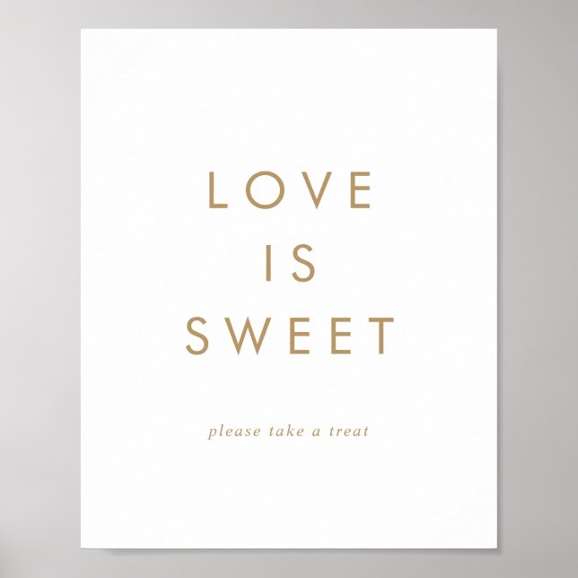 Poster Sinal de casamento Love Is Sweet com tipografia do (Frente)