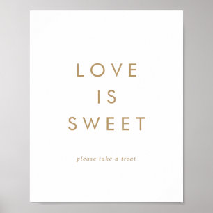 Poster Sinal de casamento Love Is Sweet com tipografia em