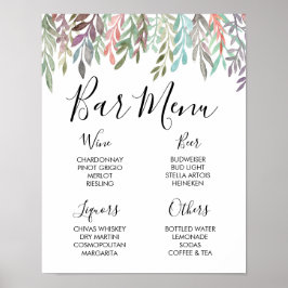 Poster Sinal de Casamento – Menu do Bar Sinal de Folhagem