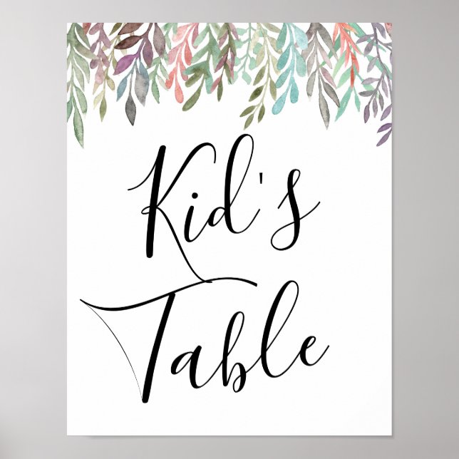 Poster Sinal de Casamento - Mesa de Água Verde infantil (Frente)