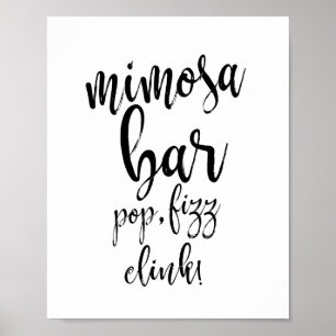 Pôster Sinal de Casamento Mimosa Bar Preto e Branco 8x10