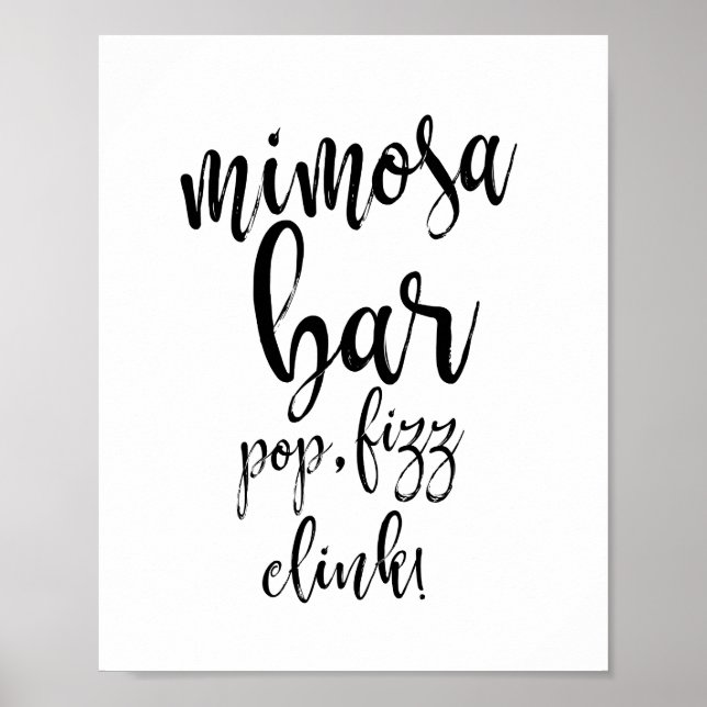 Pôster Sinal de Casamento Mimosa Bar Preto e Branco 8x10 (Frente)