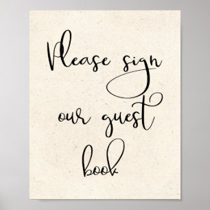 Poster Sinal de Casamento Moderno Elegante Por Favor Assi