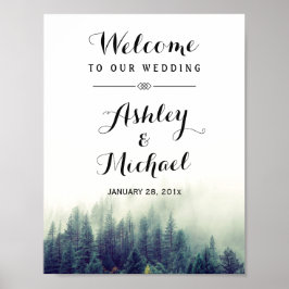 Poster Sinal de Casamento no inverno da Floresta de Pinhe