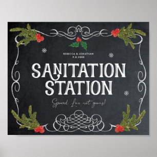 Poster Sinal de casamento no inverno de natal da Estação