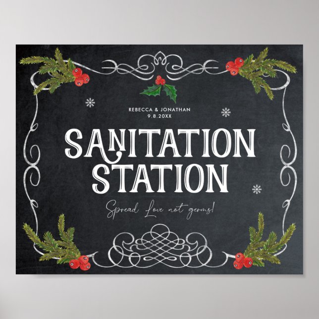 Poster Sinal de casamento no inverno de natal da Estação  (Frente)