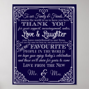 Poster Sinal de casamento obrigado você do novo Sr & Sra.