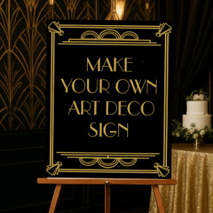 Pôster Sinal de casamento ou festa Art Deco faça você mes