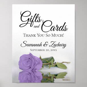 Poster Sinal de casamento para Rosa de Lavanda Elegante e