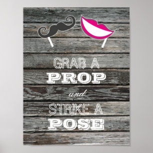 Poster Sinal de casamento - Pegue um adereço e faça uma p