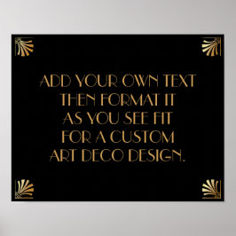 Poster Sinal de Casamento Personalizado Art Deco Ouro Pre