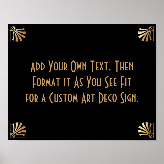 Poster Sinal de Casamento Personalizado Art Deco Ouro Pre (Frente)