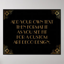 Poster Sinal de Casamento Personalizado Art Deco Ouro Pre