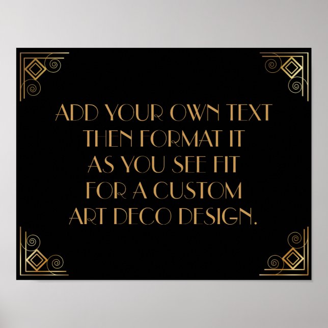 Poster Sinal de Casamento Personalizado Art Deco Ouro Pre (Frente)