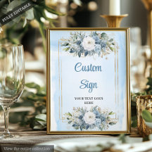 Sinal de Casamento Personalizado das Flores Azuis 