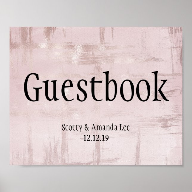 Poster Sinal de casamento personalizável em rosa dourado (Frente)