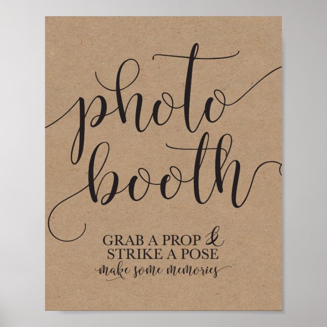 Poster Sinal de Casamento Photobooth - Pegue um Adereço e (Frente)