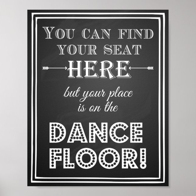 Poster Sinal de casamento, pode encontrar seu lugar aqui, (Frente)