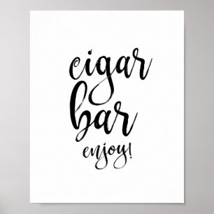 Pôster Sinal de Casamento Preto e Branco 8x10 Cigar Bar