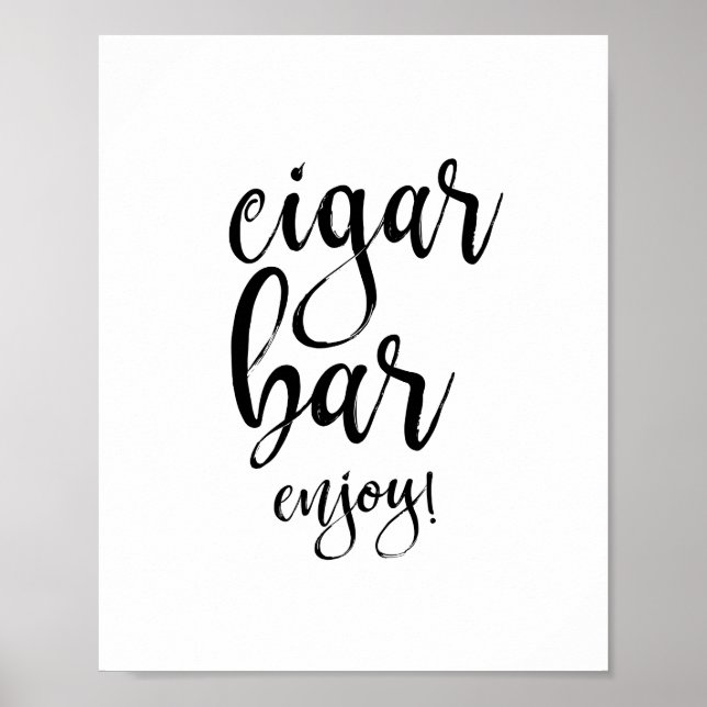 Pôster Sinal de Casamento Preto e Branco 8x10 Cigar Bar (Frente)