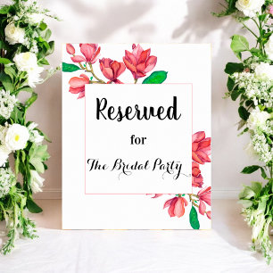 Poster Sinal de Casamento Reservado Rosa Floral Cartaz Br