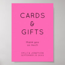 Sinal de Casamento Rosa Quente de Presentes e Cart