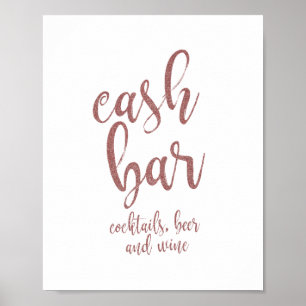 Poster Sinal de Casamento Rose Gold Glitter 8x10
