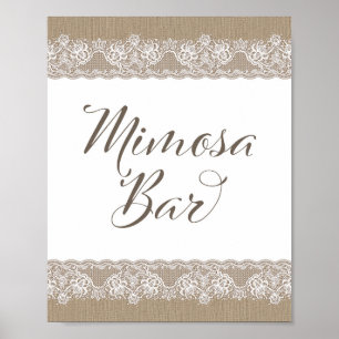 Poster Sinal de Casamento Rústico de aniagem e Renda, Sin