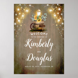 Poster Sinal de Casamento Rústico do País dos Girassóis