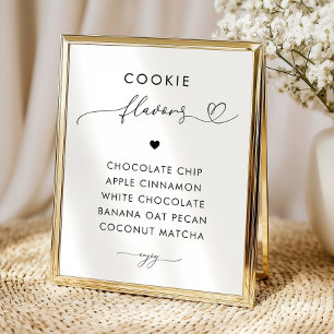 Poster Sinal de casamento Sabores de biscoito de coração 