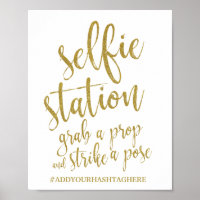 Sinal de Casamento Selfie Station Gold Glitter 8x1