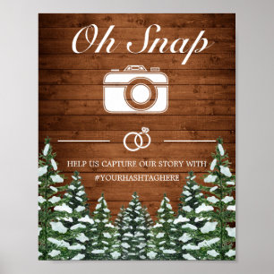 Poster Sinal de Casamento Snowy Wood & Forest Country Oh
