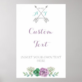 Pôster Sinal de casamento Texto personalizado, flor bothâ